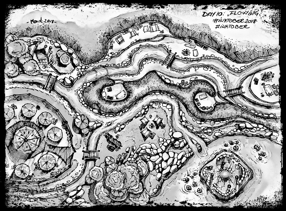 MaruMADDESIGN1's tweet photo. Day 10 - For "Flowing" i've picked a table top map composition - since i love table top rpgs & maps.Enjoy! @jakeparker @inktober #flowing #inktoberflowing #inktober2018 #inktoberday10 #green #wood #map #river #tabletopgames #tabletop #tabletopmap #landscape #illustration https://t.co/ueEK1jor8m