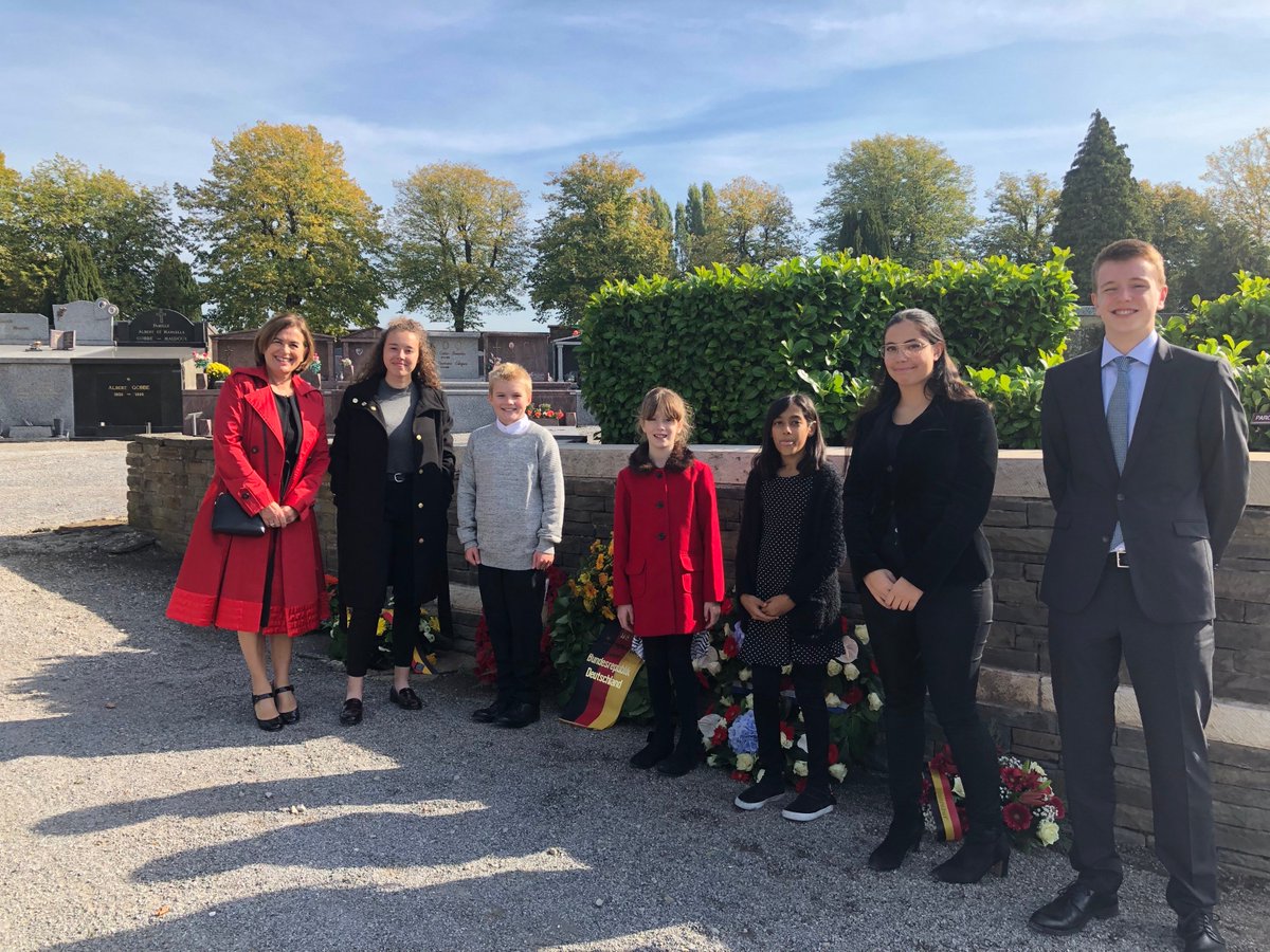 Our <a href="/BSB_Principal/">Melanie Warnes</a>, Melanie, Neil and some Primary and Secondary students had the honour of laying wreaths at a commemoration of the end of World War I at the Cimetière de Marcinelle in Charleroi. It was a very special occasion.