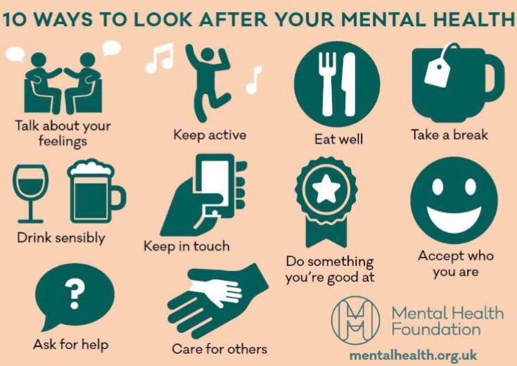 babydrclaire's tweet photo. It’s #WorldMentaHealthDay. Here are a few thoughts from @mentalhealth on how to look after your own mental health.... https://t.co/0hX2G39ve3