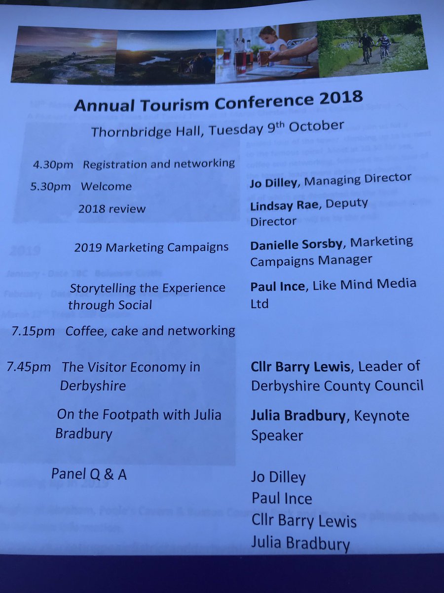 Delighted to speak @mpddindustry Conference last night & to share a stage with @JuliaBradbury the keynote speaker @thornbridgehall We have so much to be proud of in this County inc effective partnerships to really promote our offer to the world. #uniquedistrict #visitderbyshire