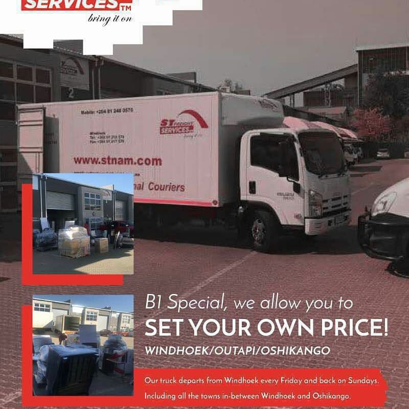 StFreight's tweet photo. This Friday Transport your loads from Windhoek to Oshakati / Oshikango and back Sunday to Windhoek... For Bookings call +264812480570
collections@stfreight.com.na
ST Freight Services
https://t.co/HOt8TzPCqz https://t.co/tYbDqQ1Edo
