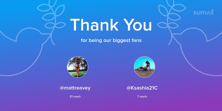 Our biggest fans this week: <a href="/mattreavey/">Matt Reavey</a>, <a href="/Ksashia21C/">karani singh</a>. Thank you! via sumall.com/thankyou?utm_s…