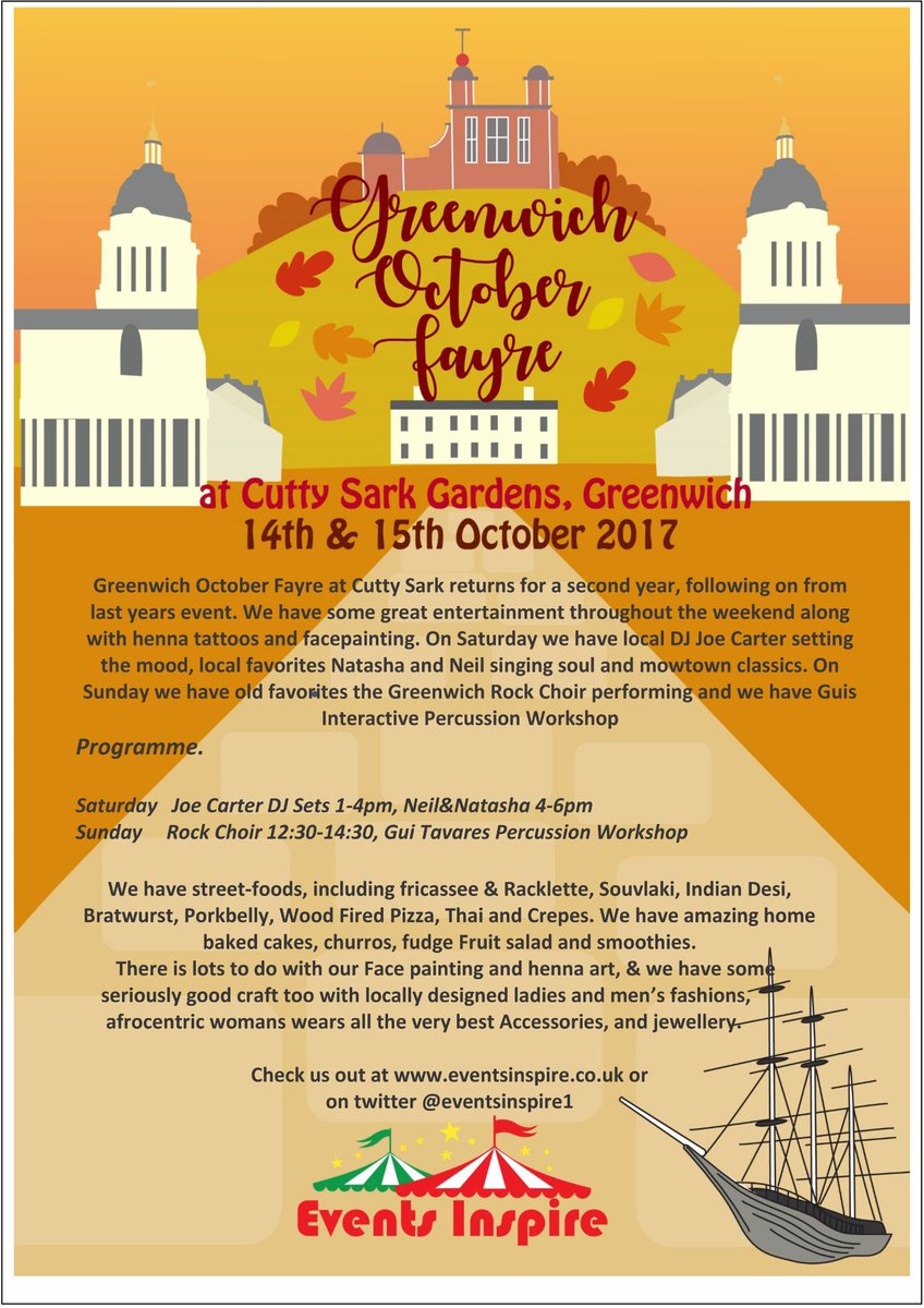 eventsinspire1's tweet photo. #octoberfayre #rockchoir #cuttysark #streetfood #percussionworkshop @VisitGreenwich @GreenwichHour @SthLondonPress @GinFund @ATGreenwich @greenwichguide @London_and_East @MGreenwich https://t.co/327f5QgHvg