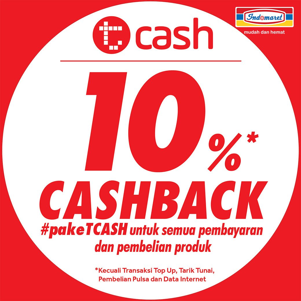 Indomaret's tweet image. Ayo buruan belanja di Indomaret dan dapatkan CASHBACK 10% #pakeTCASH untuk semua pembelian produk. Jadi makin hemat kan? Berlaku di seluruh outlet Indomaret selama periode 1-31 Oktober 2018. S&amp;amp;K berlaku. #Indomaret