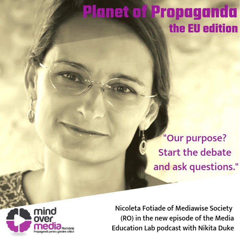 MindOverMediaEU's tweet photo. PODCAST ALERT. Nicoleta Fotiade of @MediawiseS in Romania: "The #MindOverMediainEU platform is an eye opener. After one workshop most participants confessed they have already spread or created propaganda." #TeachingAboutPropaganda #MediaLiteracy
https://t.co/Jwn5PYneLE https://t.co/Dpj8kRO6N7