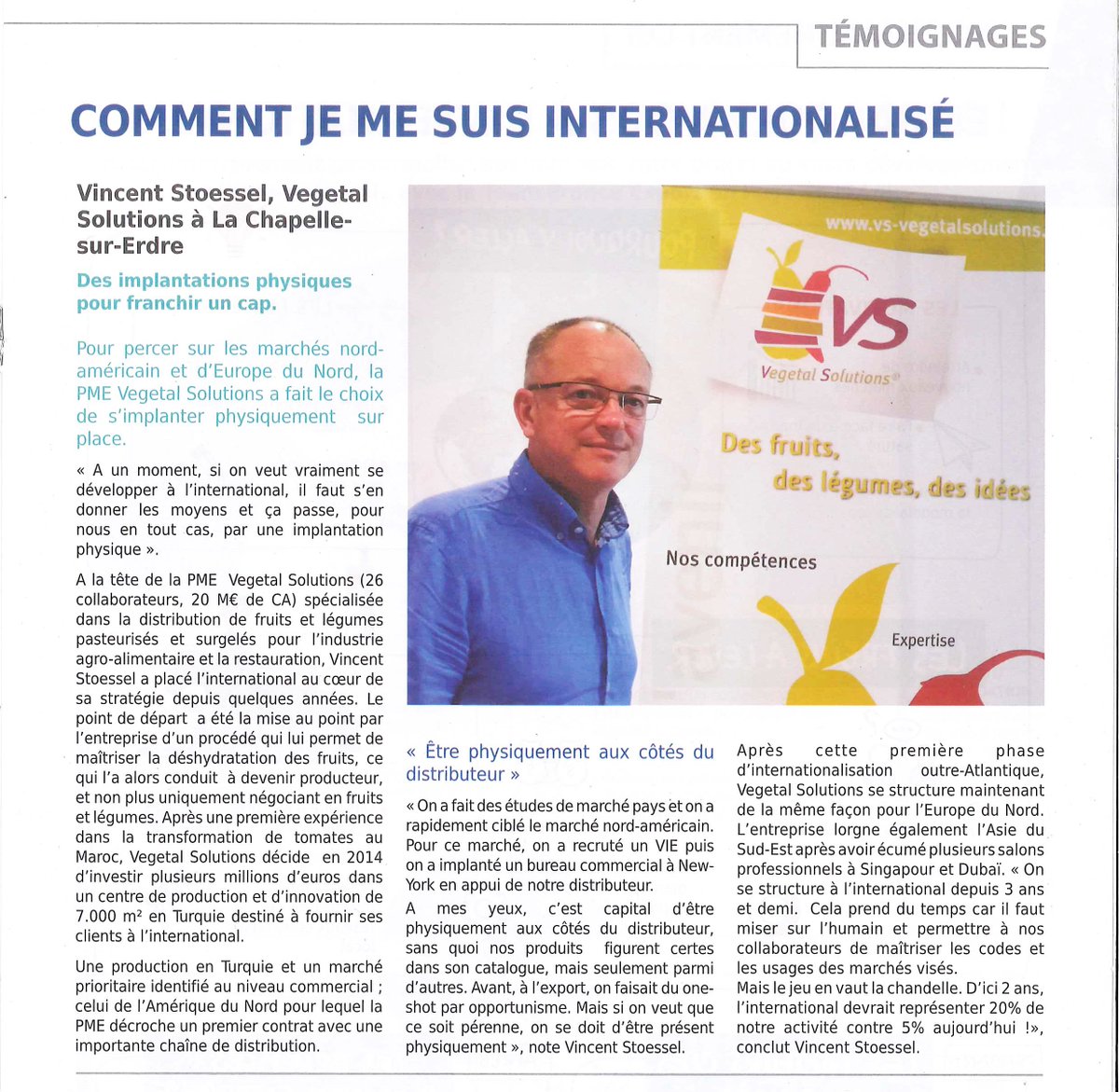 veg_solutions's tweet photo. [PRESSE] L'international🌍 au cœur de la stratégie de Vegetal Solutions #lemotdufondateur #PME #avenir #innovation #accelerateur #croissance #team #Nantes #Export @CCINantes https://t.co/BLSgQ6yT0x