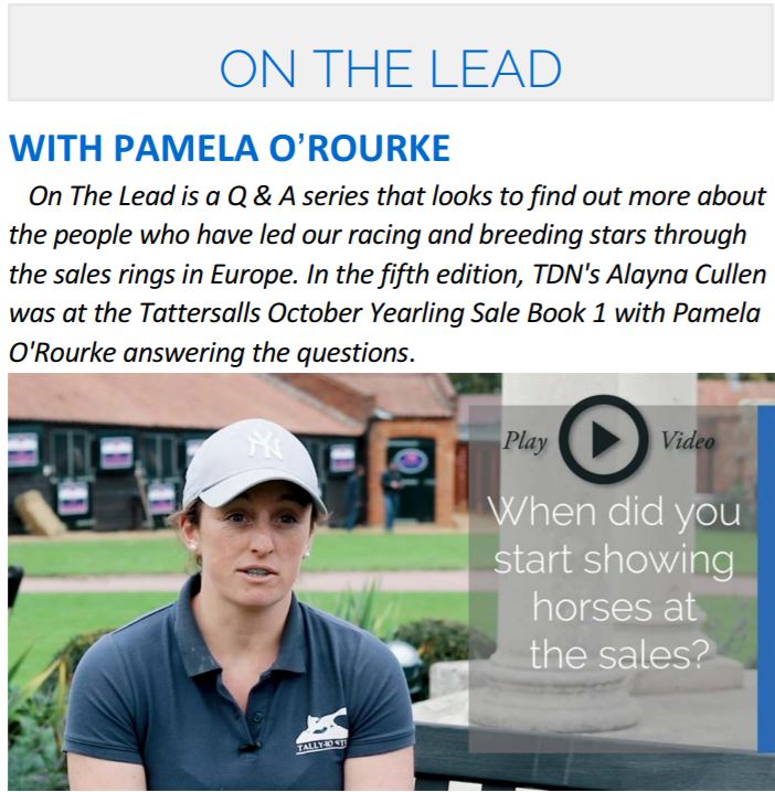AlaynaCullen's tweet photo. Want to find out more about the person who took this year’s Gr.1 Cheveley Park Stakes winner, Fairyland, through the @Tattersalls1766 sales ring? Well watch this week’s On The Lead with @pamelaorourke11. Thank you for taking part Pamela. Here’s the video: https://t.co/v0f8okI4Mw https://t.co/Ke0U2HjU5U