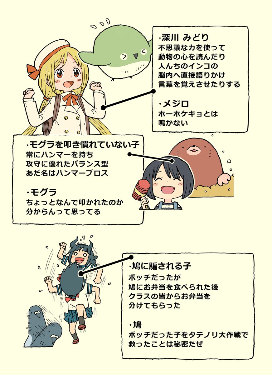 雪本愁二 追加のキャラクター表と 多分upし忘れてたエピソードです