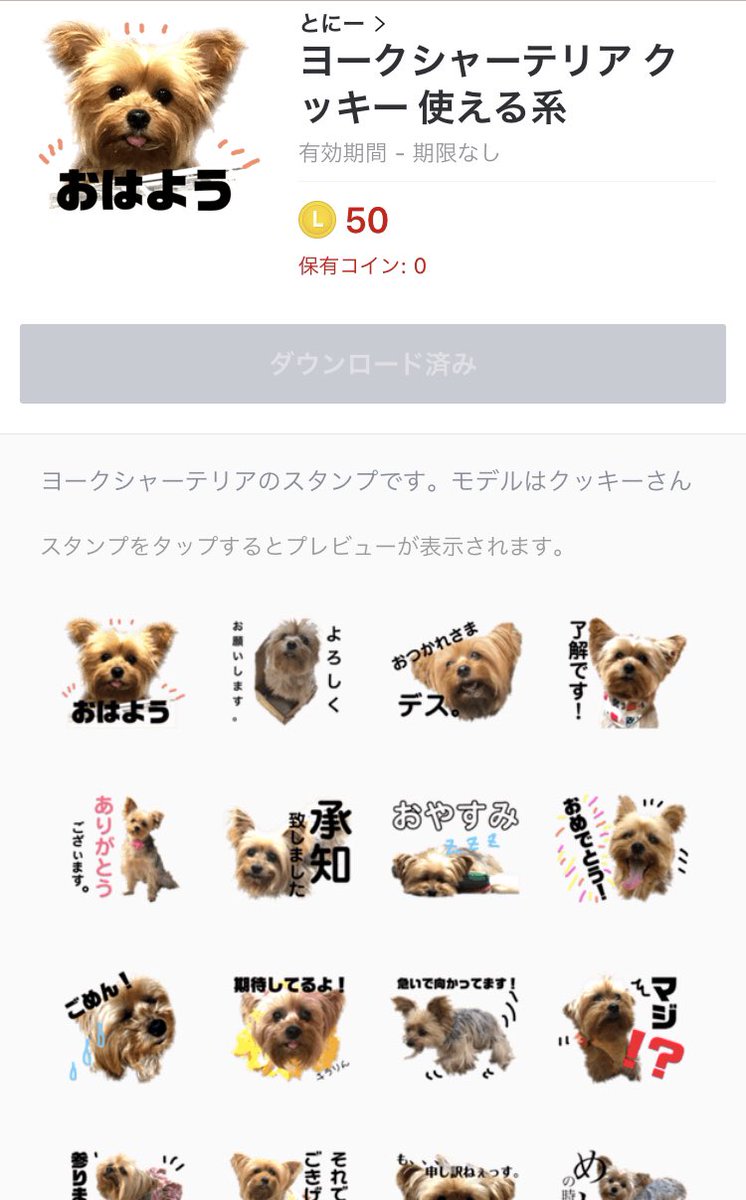 Tonydog クッキーの新作lineスタンプできたよー 今回は40個セット 頑張ったw ヨーキー好きなら使える W ヨークシャーテリア クッキー 使える系 T Co Nfpvyrmwji ヨークシャーテリア ヨーキー Lineスタンプ 犬 小型犬 ヨーキー大好き