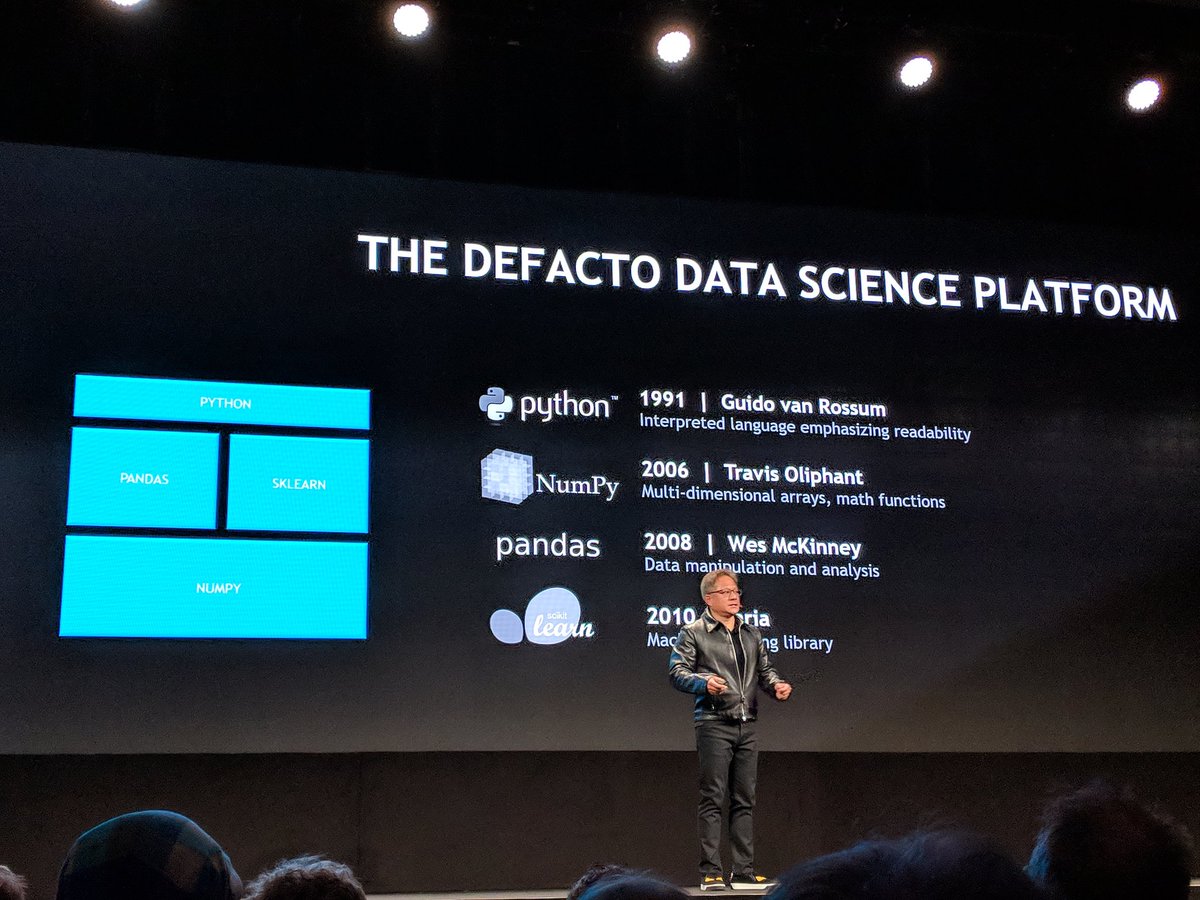 "Instead of Matlab, everyone uses Python now" -- CEO of <a href="/nvidia/">NVIDIA</a>, name dropping <a href="/teoliphant/">Travis Oliphant</a> <a href="/wesmckinn/">Wes McKinney</a> et al
