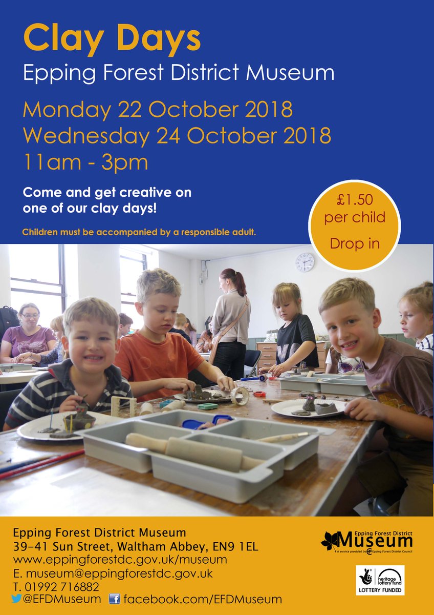 Looking for things to do this half term? Join us for our Clay Days on 22 and 24 Oct 11am - 3pm. No need to book, just drop in and have a go at making something with clay, just £1.50 per person.