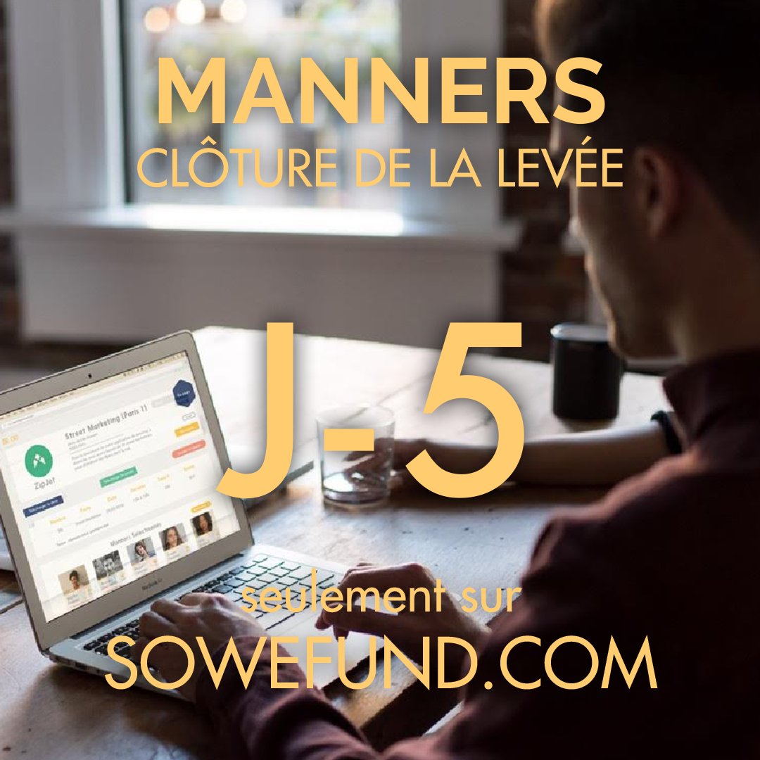 J-5 avant la clôture de la levée de fonds de <a href="/BeManners/">Manners</a> ! Rejoignez le projet avant qu'il ne soit trop tard : mtr.cool/ytggxby