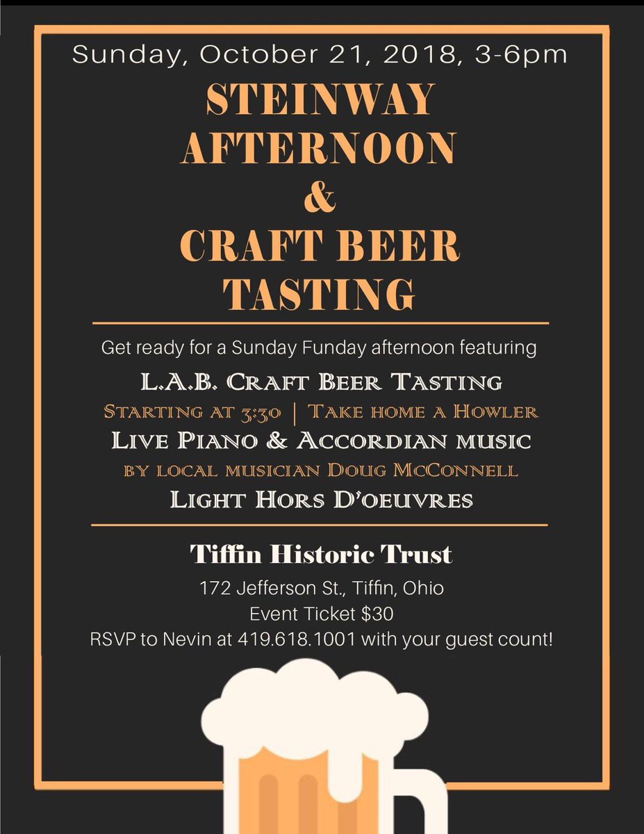 Empire138's tweet photo. Here are more details for the Tiffin Historic Trust, October 21st event!  It’s gonna be loads of fun! https://t.co/39QszTMygA