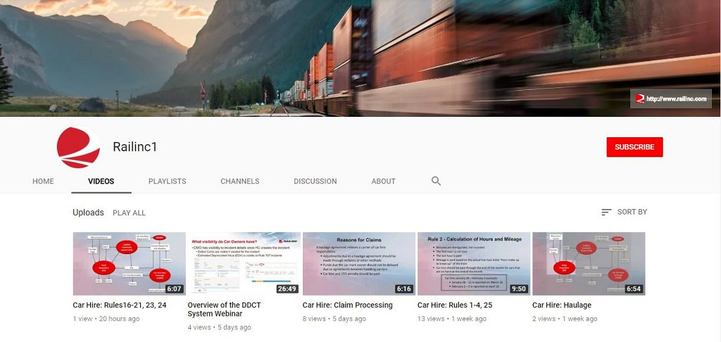 Need help navigating a Railinc product? Want to learn about car hire? We have in-depth tutorial and overview videos on a variety of topics, from Umler and DDCT to interchange reporting and car hire rules. Find them on our YouTube channel at youtube.com/user/Railinc1.