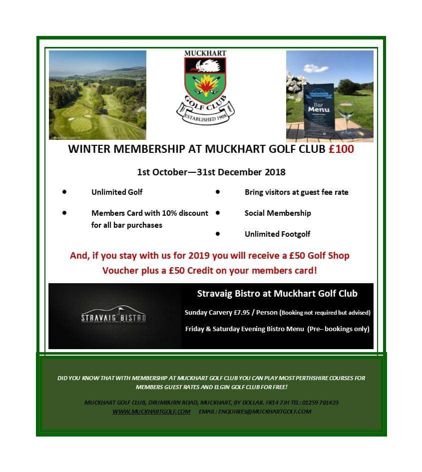 Muckhart Golf Club (@muckhartgc) on Twitter photo WINTER MEMBERSHIP FOR £100, then join in 2019 to receive a £50 Golf Shop Voucher plus a £50 credit to your members card which can be used in the shop or over the bar!! <a href="/GolfScotland/">Golf Scotland</a> <a href="/ScottishGolf/">Scottish Golf</a> <a href="/VisitFifeGolf/">Visit Fife Golf</a> WINTER MEMBERSHIP FOR £100, then join in 2019 to receive a £50 Golf Shop Voucher plus a £50 credit to your members card which can be used in the shop or over the bar!! <a href="/GolfScotland/">Golf Scotland</a> <a href="/ScottishGolf/">Scottish Golf</a> <a href="/VisitFifeGolf/">Visit Fife Golf</a>