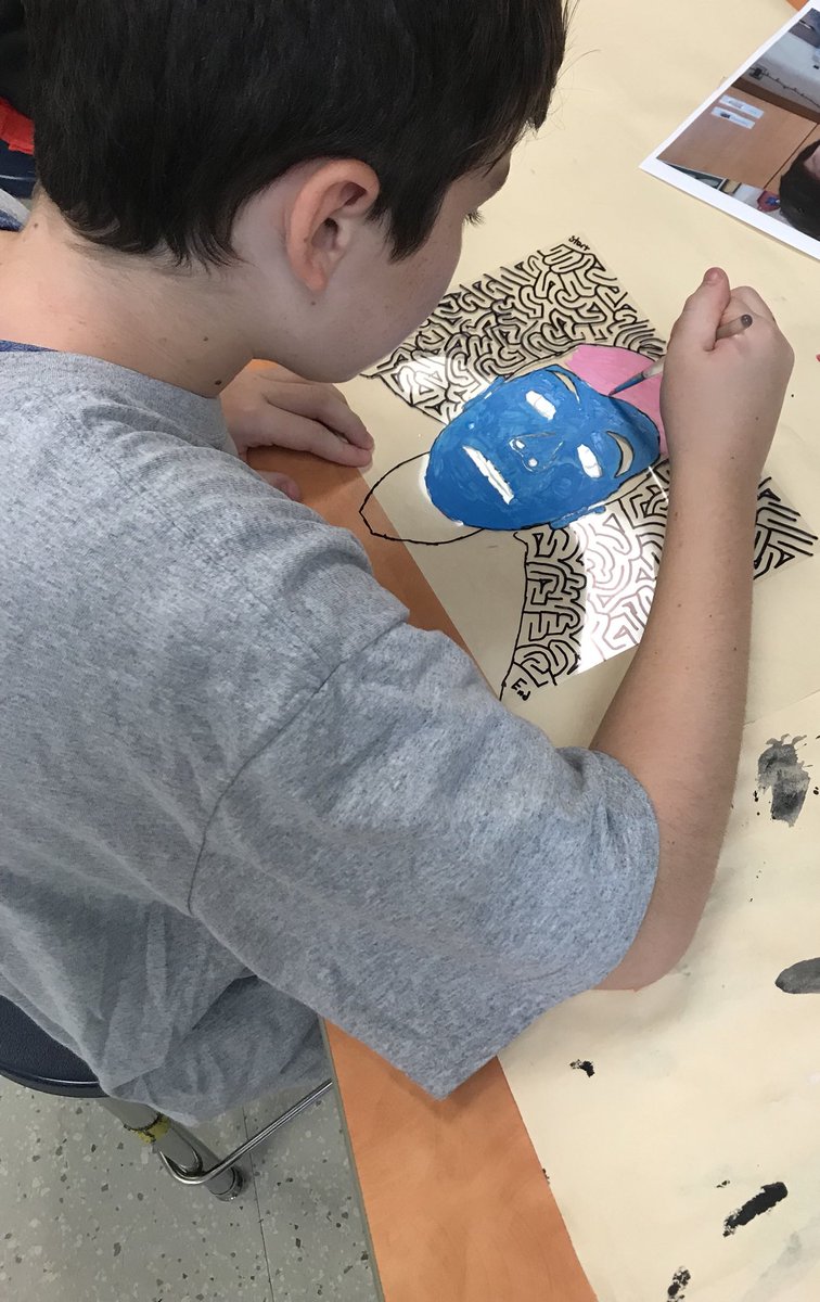 Fifth grade working on their Warhol inspired Selfies