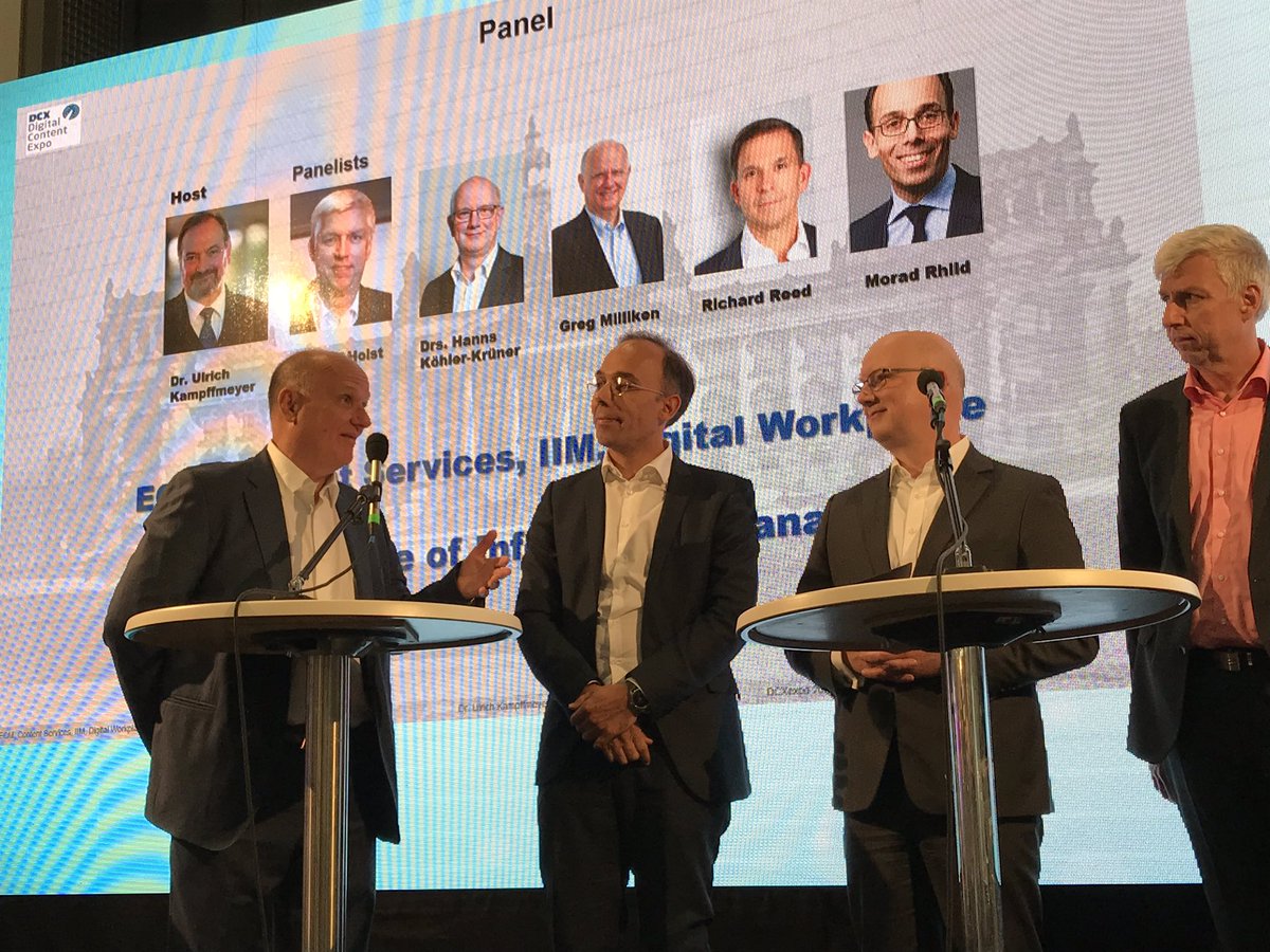 MFiles_DE's tweet photo. Panel Diskussion bei der DCX Expo u.a. mit Dr. Ulrich Kampffmeyer @PROJECTCONSULT_ Drs. Hanns Köhler-Krüner @Gartner_inc , Greg Milliken @MFiles_DE zum Thema ECM, Content Services, IIM, Digital Workplace und zur Zukunft des Information Management... #IFRAexpo #DCXexpo https://t.co/6HjZiRAUT4