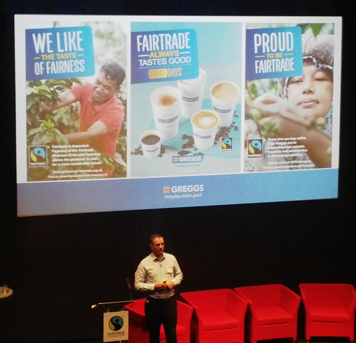 FTCoffeeUK's tweet photo. Inspiring talks from business &amp; producer networks #Fairtrade #FUTUREOFTRADE @CLACFairtrade @GreggsOfficial @oxfamgb https://t.co/r5wJTONVM9