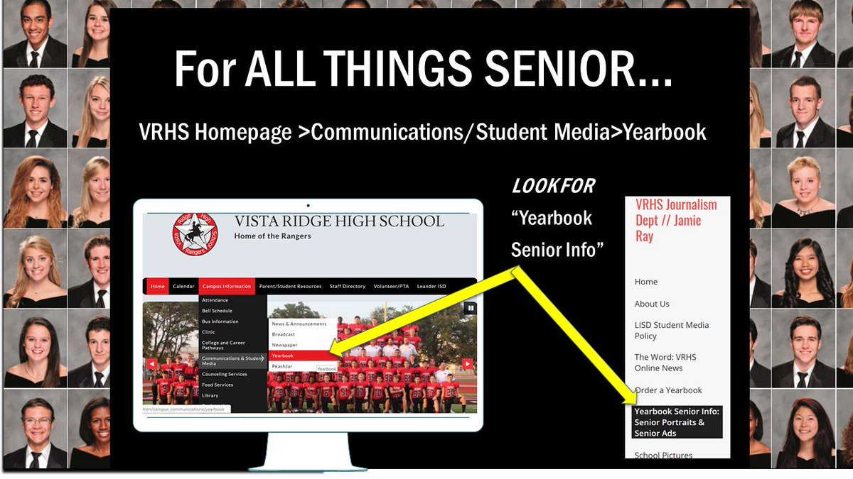 VRHSWord's tweet photo. Class of 2019!

https://t.co/gOcRGDXOeT has all your senior things -- cap &amp; gown, announcements, yearbook &amp; senior ads!

And don't forget to take your senior portrait by Nov. 20. Photo Texas Photography will be ON CAMPUS Nov. 13-16. Online sign-ups will open in two weeks! https://t.co/cClbUKveOj