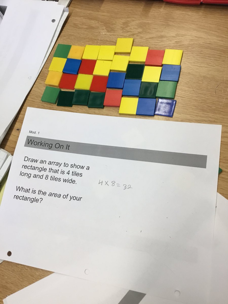 orchard_cheryl's tweet photo. Using tiles &amp; grid paper to build understanding of basic mult facts with gr.8 #ELD students @whiteoaksps #TVDSBMath #ESL #tvdsb #mathfundamentals https://t.co/UFz3xk0Yy0