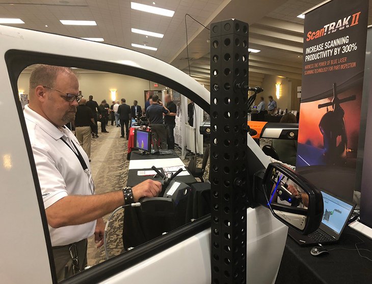 ndimeasurement's tweet photo. Today we're at the #DEXExpo in Kitchener with @HoskinSci. Visit our booth for a demo of our new ScanTRAK II handheld 3D laser scanner. Learn how you can increase scanning productivity by 300% during #PartInspection. https://t.co/ob9WU8T7yP