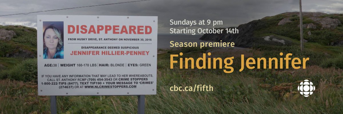 lisamayor's tweet photo. Many in a small town in Newfoundland are trying to solve a mystery: What happened to Jennifer Hillier-Penney? She disappeared almost two years ago, and since then there have been no named suspects, no arrests and no answers. Watch our @cbcfifth investigation this Sunday. https://t.co/7b8MGlSaTS