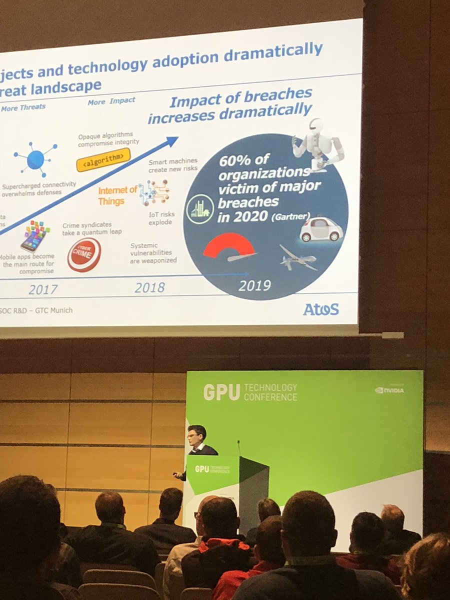 Adrien Besse @atos presenting DL solutions against cyber security threats #GTC2018 #GTCEurope #gtc18