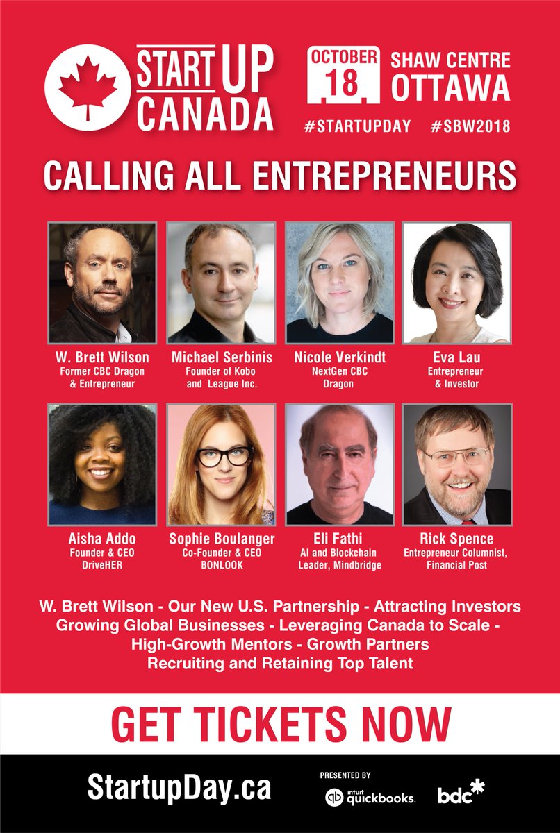 #StartupDay is 1-week away! We have a must-see line-up of speakers, government decision makers, and industry partners joining us on October 18th in #Ottawa. Panels, bootcamps, mentorship, a voice to government and much more - Get your tickets today at startupday.ca! 🇨🇦
