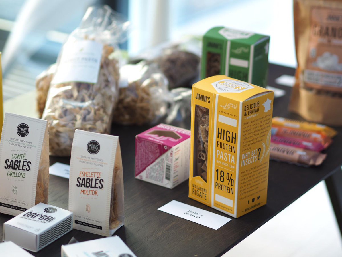 WUR's tweet photo. #InsectSpace2018 | @EvelienDonkers tells us how @JiminisFood is successfully commercializing its products: "People don't really know how to use insects as an ingredient. We try to make this easier by desiging easy-to-use products made of insects." #EdibleInsects #DAFW18 https://t.co/AqcChhruHT