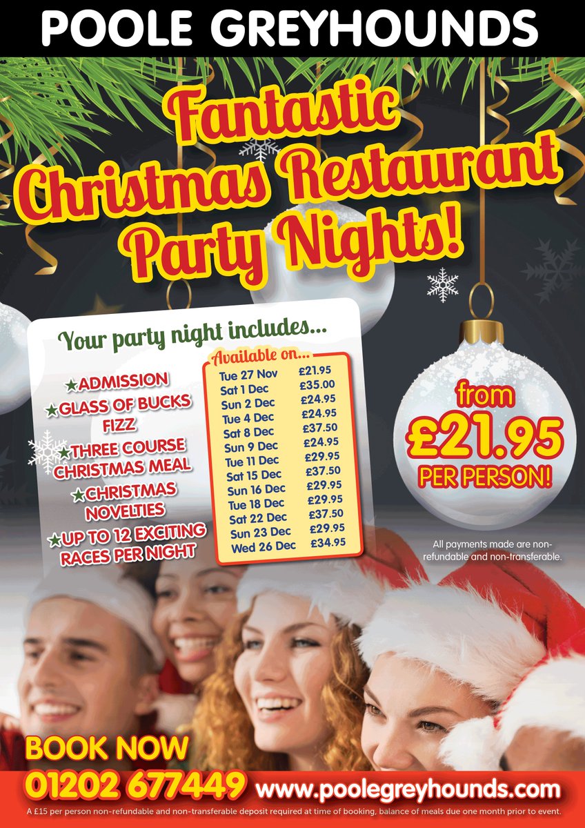 Book your Christmas party <a href="/Pooledogs/">Poole Greyhounds Stadium</a>