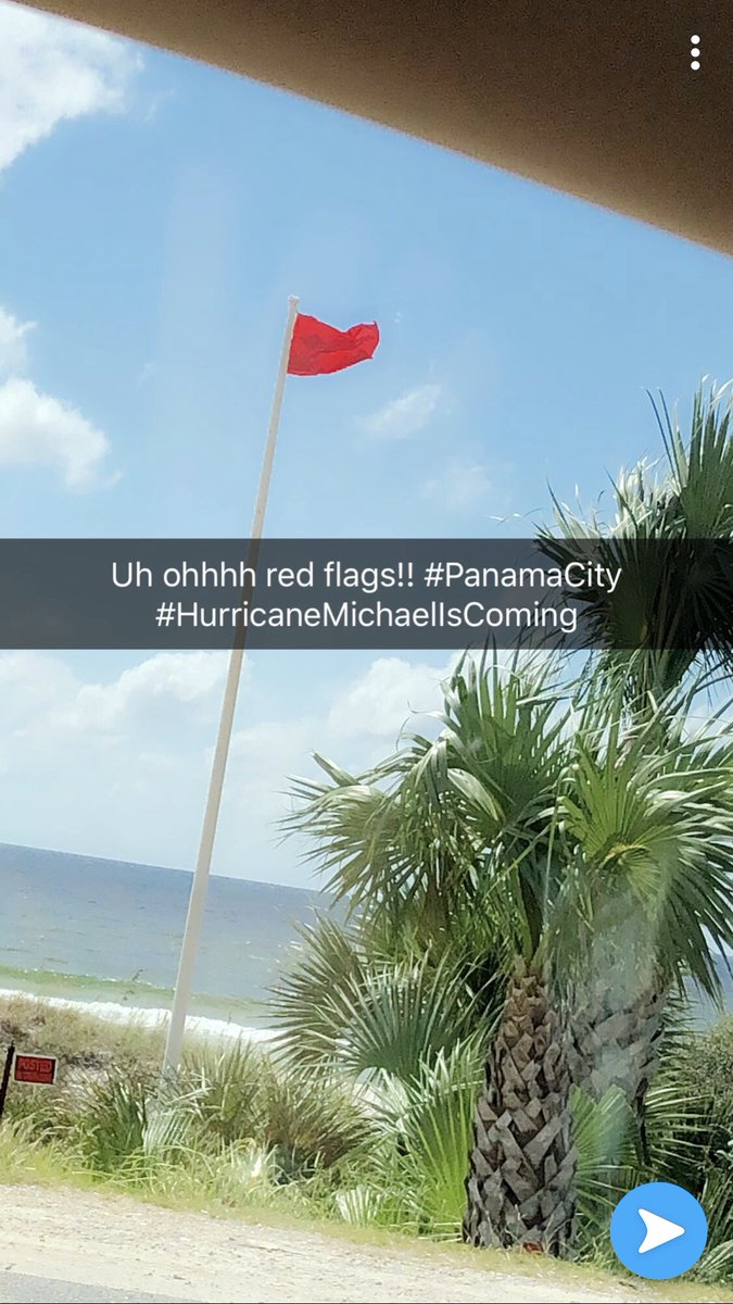 PatriotSassy's tweet photo. Glad to have gotten out of Panama City in time! Prayers for all in Michaelโs path! ๐๐ป๐๐ป๐๐ป#HuricaneMichael #PanamaCityFallBreakCutShort #PCB2018 https://t.co/Ob2YP10VhG