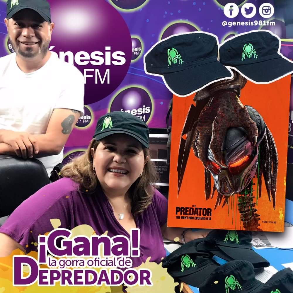 genesis981fm's tweet photo. ¡Iniciamos #AquiEntreNos con @mipattyalvarado! 

Tenemos un increíble souvenir de la película "Depredador"
 ¿Quieres tenerla? Sigue estos pasos:
-Comenta tu nombre completo.
-Dale retweet a este post.

GANADORES AL AIRE. https://t.co/ekTmz68ZLy