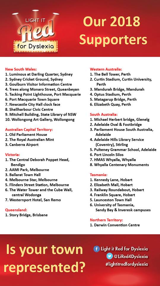 happyparkidude's tweet photo. @theprojecttv #LightitRed for Dyslexia is a volunteer initiative to light significant monuments/landmarks across Australia in red for #DyslexiaAwarenessMonth Awareness Month. Approximately 1 in 5 people are on the dyslexia continuum struggling to read, write and spell. https://t.co/aMPzK1CyOV