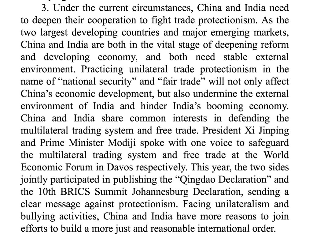 Geeta_Mohan's tweet photo. China urges India to fight #protectionism by US.
Ji Rong, Spokesperson of Chinese Emb:
Practicing unilateral #tradeprotectionism in name of “national security”, “fair trade” will not only affect China’s eco dev, also undermine external env of India and hinder India’s booming eco. https://t.co/RI1GxG5OXH