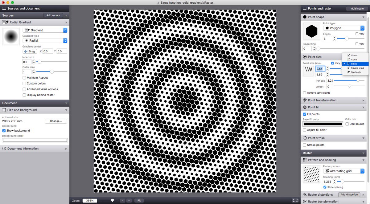 lostminds_sw's tweet photo. Vectoraster 7.3.4 update released, with improved gradient sources and more function alternatives for varied point parameters. Get it at https://t.co/2hExOVxfcm #macOS #halftone #vectoraster https://t.co/KuLcmKrr9f