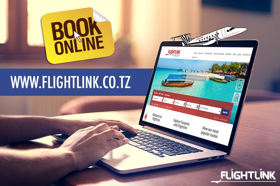 Book your tickets online from our website :) flightlink.co.tz