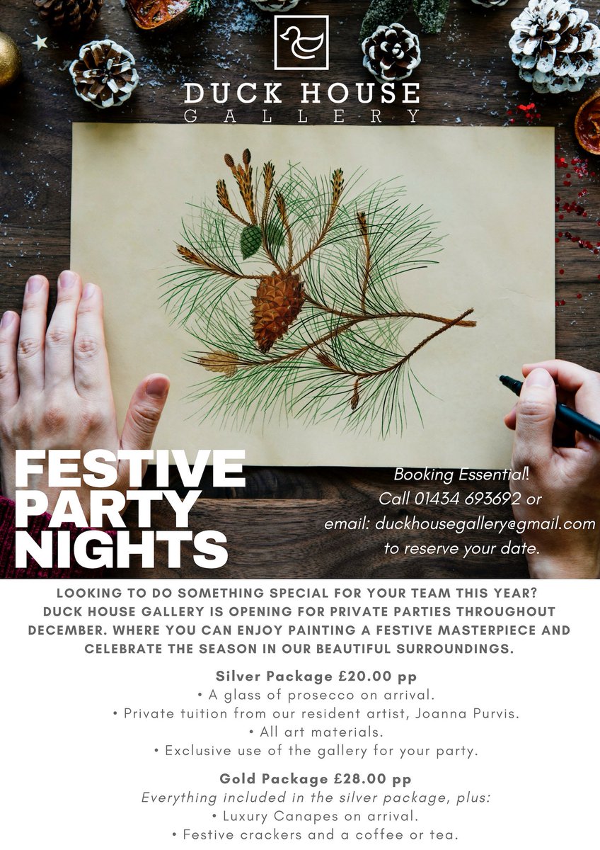 What's your plans for this year's Festive Party Night?

#festiveseason #seasonal #ChristmasParty #ArtClass #Corbridge #Northumberland #DuckHouseGallery #VisitCorbridge