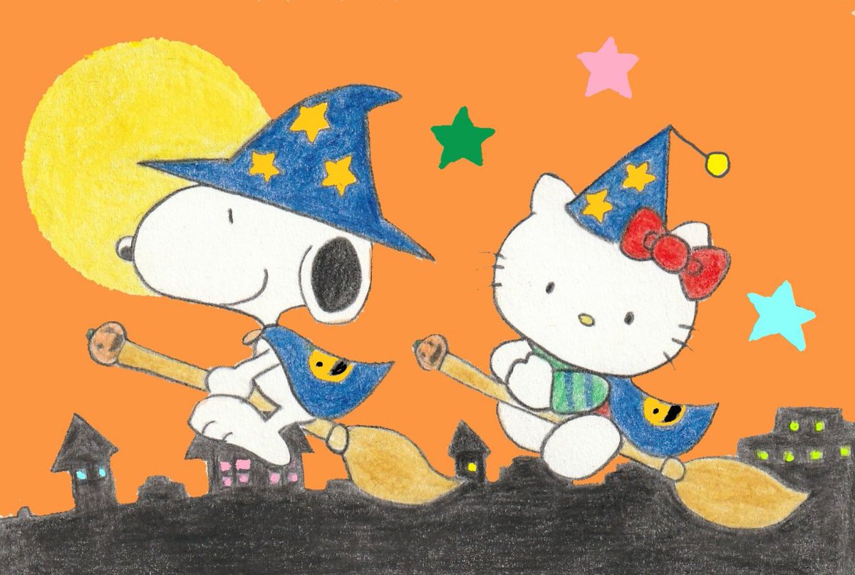 Twitter पर Sima 犬と猫 イラスト スヌーピー ハローキティ ハロウィン Illustration Snoopy