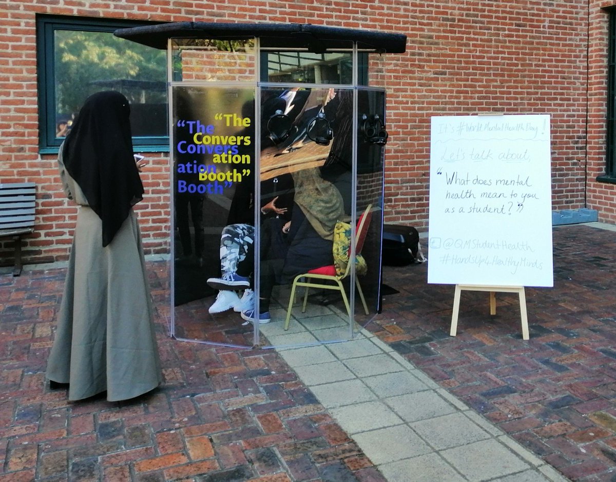 OK, so we may not be in the sunny corner <a href="/QMUL/">Queen Mary University of London</a>, but come on over to <a href="/LDN_gov/">London Gov</a> conversation booth and have a chat about, 'what mental health means to you as a student' #WorldMentalHealthDay #HandsUp4HealthyMinds