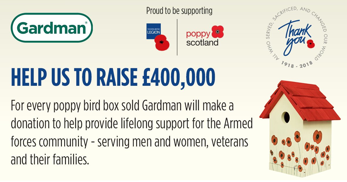 Our decorative Poppy Bird Box is one of six commemorative poppy products that have been developed to support <a href="/PoppyLegion/">Royal British Legion</a> Every bird box sold will mean a donation to help provide support to the Armed Forces community.