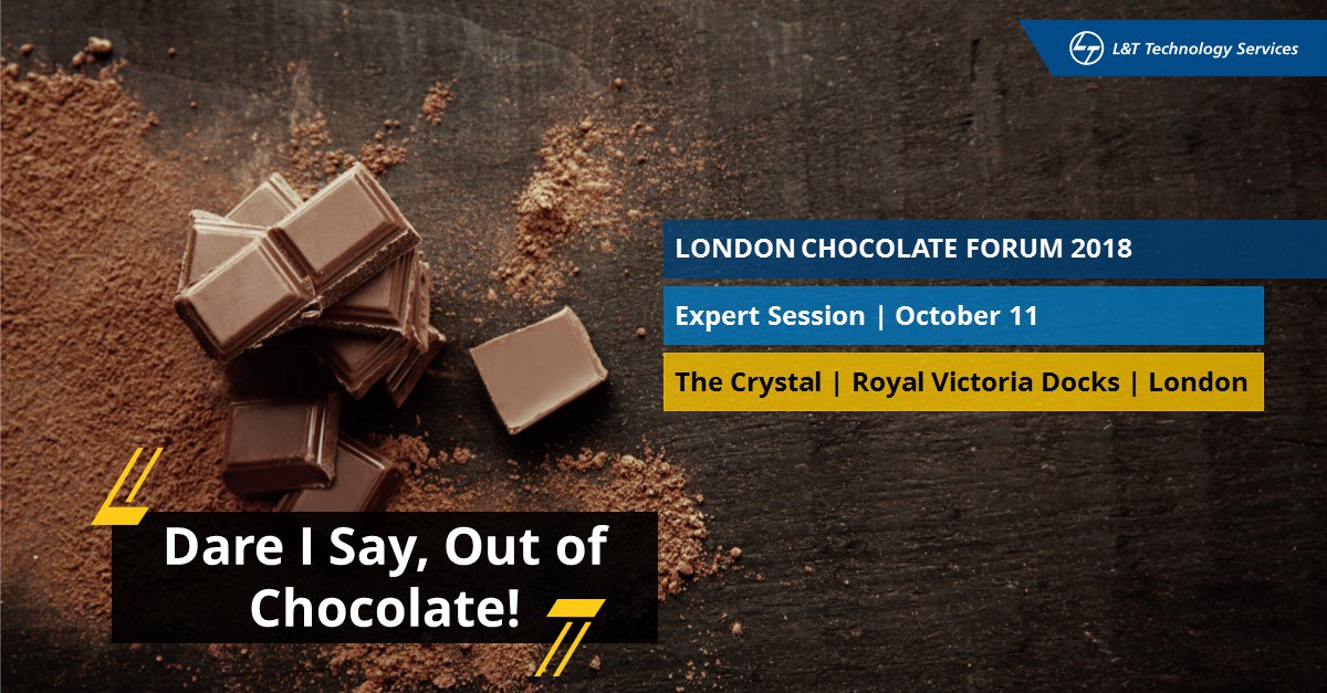 LnTTechservices's tweet photo. How do we #EngineerTheChange to tackle the challenges in #ChocolateManufacturing?
Join us at #LondonChocolateForum 2018 to find out how our #SmartManufacturing solutions can transform the Beans to Bar process for #Chocolate #Manufacturers. Know more: https://t.co/NKJyhzfhvU https://t.co/qB3nuhHod7