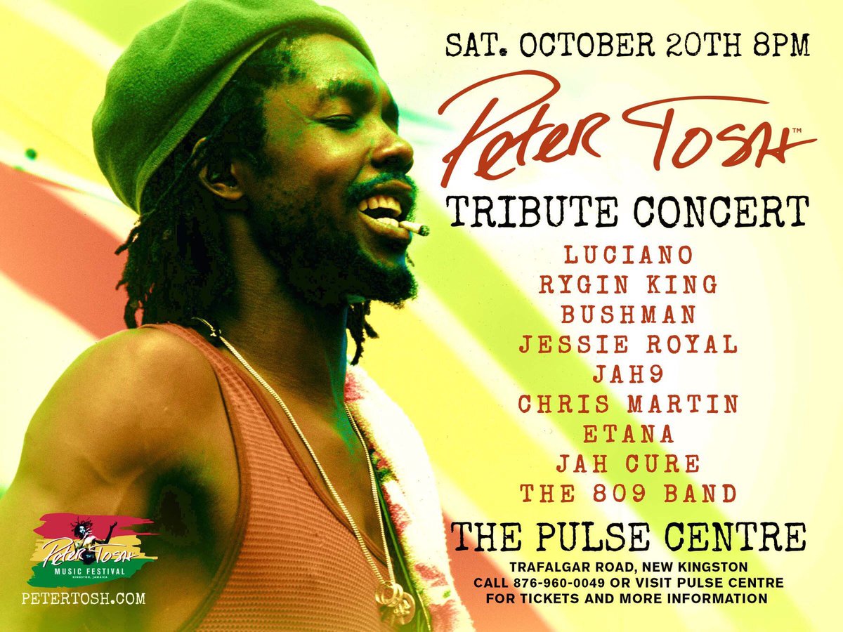 Honoring the Mystic Man, @PeterTosh on October 20th inna Kingston City with #Luciano #JessieRoyal @Jah9 #ChrisMartin #JahCure #Bushman @EtanaStrongOne #RyginKing and #809Band #PeterTosh #Tribute #Concert #Kingston #Jamaica