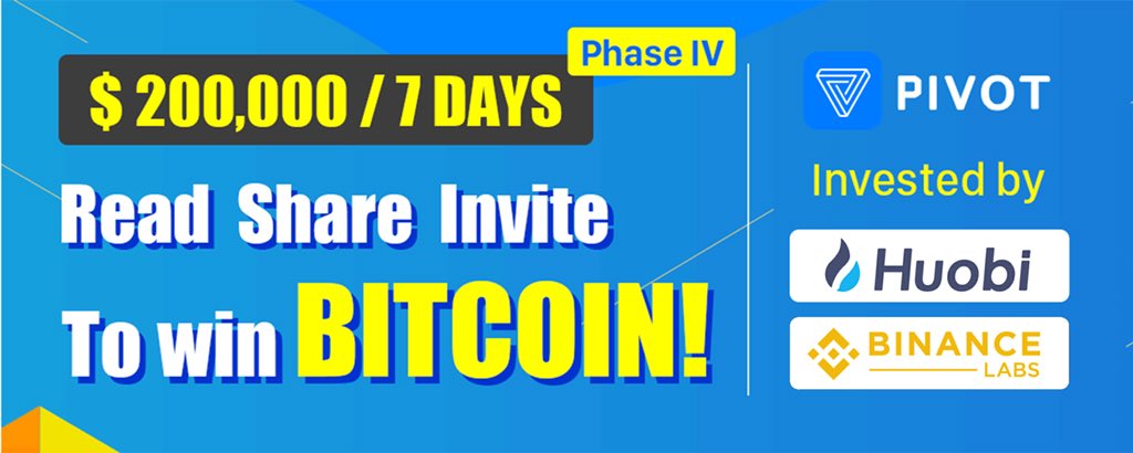teddMinister's tweet photo. @ShahxJacka @MdKrules @Akashiro_NL @pivot_pvt 
Pivot, invested by Binance Labs and Huobi, is used by millions of crypto investors. Join NOW the hottest crypto community and the fourth phase of “Daily Bitcoin Bonus” campaign. Up to 4 Bitcoin per day! 
https://t.co/tgCYWxZjcA https://t.co/wMJ6SMjaM7