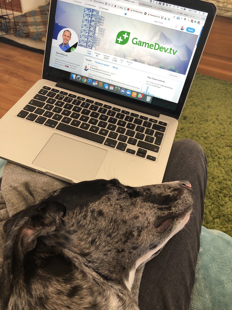 Pooch is making typing a much slower process today! Apologies to <a href="/GameDevTV/">GameDev.tv</a> folks who are waiting for replies...