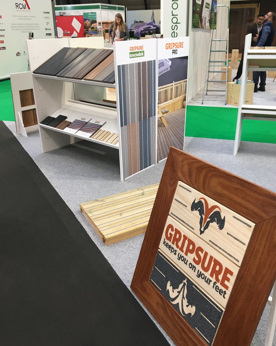 GripsureUK's tweet photo. Day 2 at @TimberExpo you can find Gripsure at Stand T320 for all your non-slip decking requirements from softwoods to hardwoods as well as composite and modified timber. We look forward to welcoming you on the stand! #UKCW #timber #decking #nonslipdecking #accoya #ecodek #medite https://t.co/XYU46GApt7