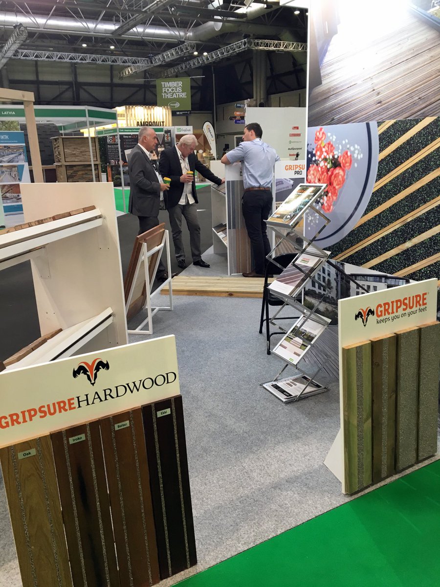 GripsureUK's tweet photo. Day 2 at @TimberExpo you can find Gripsure at Stand T320 for all your non-slip decking requirements from softwoods to hardwoods as well as composite and modified timber. We look forward to welcoming you on the stand! #UKCW #timber #decking #nonslipdecking #accoya #ecodek #medite https://t.co/XYU46GApt7