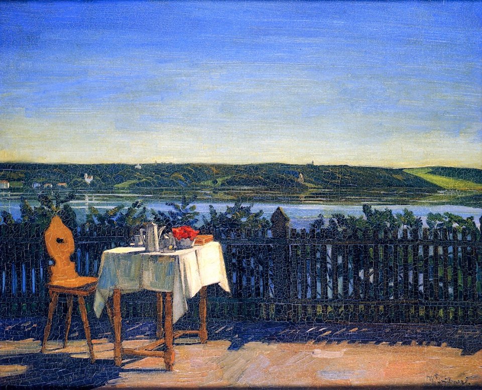 fraveris's tweet photo. Wilhelm Trubner (1851-1917) " Coffee Table on Lake Starnberg." https://t.co/AgWZXHSpqA