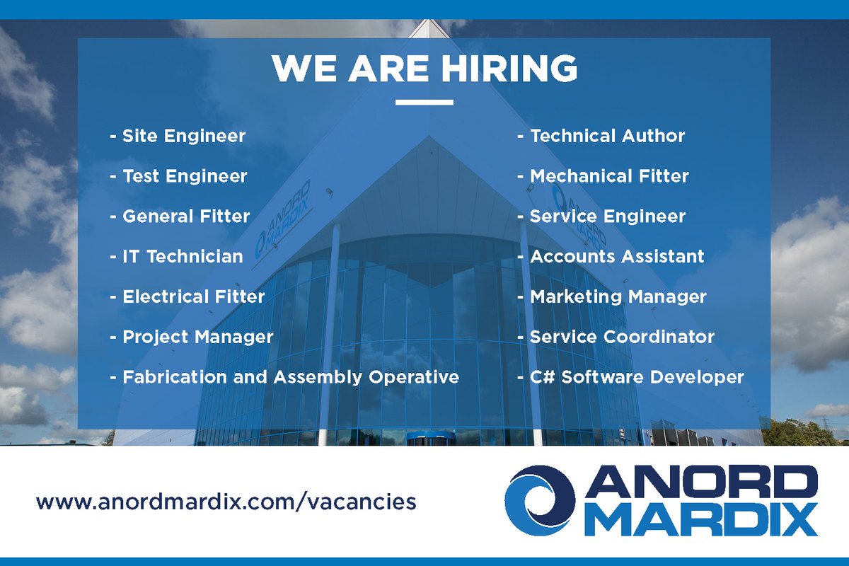Due to the continuous global expansion of Anord Mardix, we’re currently recruiting for a number of #roles across our UK sites. Explore them now and join our team of over 700 employees in making the future of our customers’ business possible. anordmardix.com/vacancies