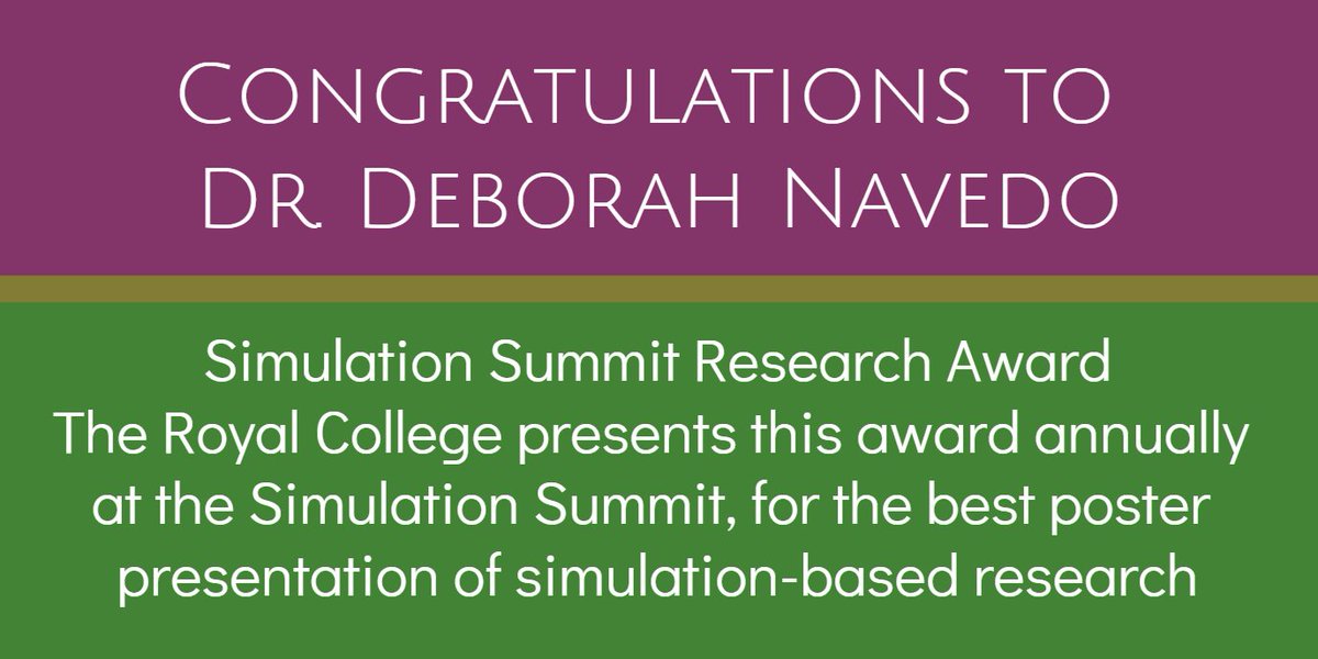 HarvardMacy's tweet photo. Congratulation to @HarvardMacy #HMILeaders alum and @NAPractice Distinguished Fellow @DebNavedo and co-authors for receiving the 2018 @Royal_College Simulation Summit Research Award @RC_SimSummit! @MassGeneralNews #SimSummit18 #MGHLearningLab #MedEd #HPE #AcMed https://t.co/6ZozQzDsRz