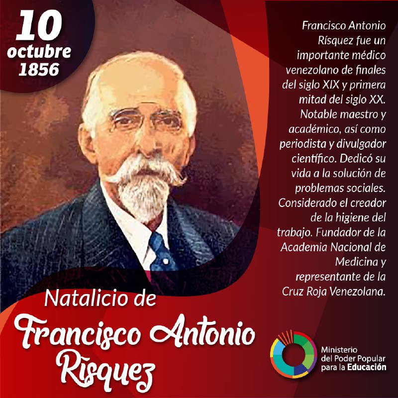 camachojose90's tweet photo. #EFEMÉRIDE | Se conmemora el natalicio del médico venezolano Francisco Antonio Rísquez, notable maestro, periodista y divulgador científico, considerado el creador de la higiene del trabajo y fundador de la Academia Nacional de Medicina. https://t.co/CEUKgZtiJn
